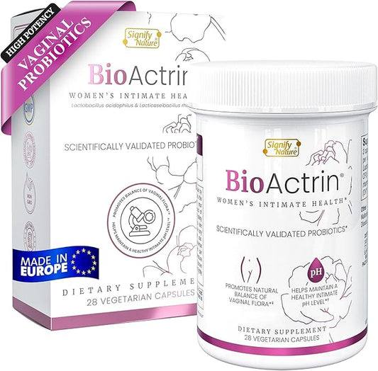 Bioactrin Vaginal Probiotics for Women - Formulated Bacterial Vaginosis Treatment, Yeast Infection and Vaginitis Relief - BV Treatment for Women Probiotic- pH Female Vaginitis Support - 28 Pills