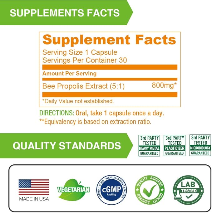 Lovita Bee Propolis Capsule 4000mg Equivalent 5:1 Concentration 30 Vegetarian (1 Months