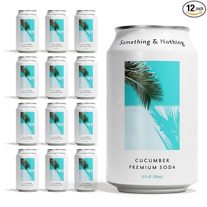 Something & Nothing Flavoured Sparkling Water - Lightly Carbonated, Full Flavoured with Added Grape & Lemon Juice | Vegan & Low Calorie Soda | 350ml Cans, Pack of 12 (Cucumber)