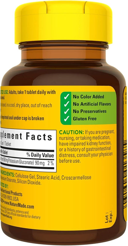 Nature Made Potassium Gluconate 550 mg, Dietary Supplement for Heart Health Support, 100 Tablets, 100 Day Supply (Pack of 2)
