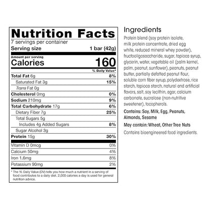 WonderSlim Protein & Fiber Bar, Fluffy Nutter, 15g Protein, 6g Fiber, Gluten Free (7ct)