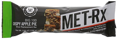 MET-Rx Big 100 Colossal Protein Bars, Crispy Apple Pie Meal Replacement Bars, 9 Count