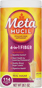 Metamucil, Daily Psyllium Husk Powder Supplement with Real Sugar, 4-in-1 Fiber for Digestive Health, Orange Smooth Flavored Drink, 114 Servings