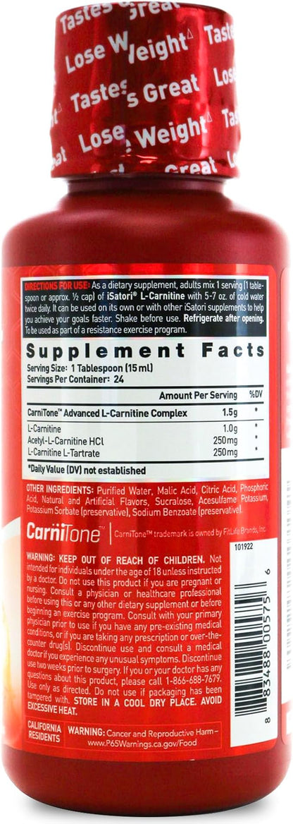 iSatori L-Carnitine 1500, Liquid L-Carnitine with Acetyl L-Carnitine, L-Carnitine L-Tartrate, Stimulant Free Energy, No Calories, Sugar, Gluten, Keto-Friendly, Malibu Beach Flavor (24 Servings)