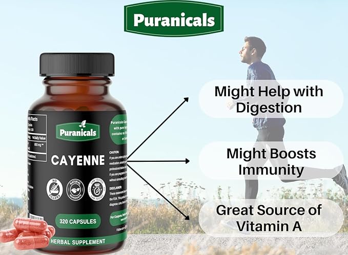 Cayenne Premium 320 Capsules Non GMO 800 mg 100% Pure