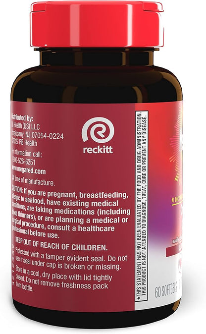 MegaRed #1 Doctor Recommended Krill Oil Brand 1000mg Omega 3 Supplement 60 Softgels