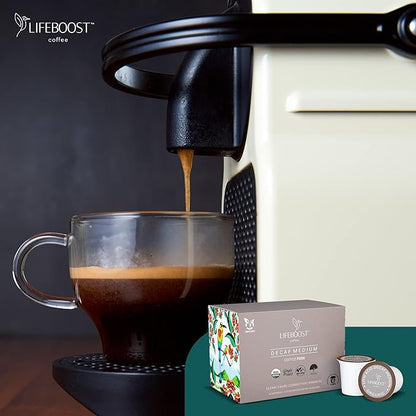Lifeboost Organic Decaf Coffee K Cups - Low Acid Decaf Coffee Pods - Single Origin Non-GMO Mold Free Decaf Coffee Pods Compatible with Keurig & Keurig 2 - No Mycotoxins or Pesticides - 10 Count