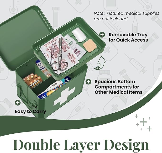 Flexzion First Aid Box Organizer, Empty 8.5 Inch