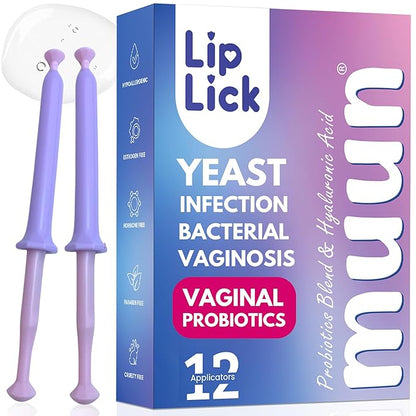Muun Women's Vaginal Probiotics I Yeast Infection & BV Treatment Pack 12 I Vaginal Moisturizer for Dryness & Promote pH Balance I Feminine Odor Elimination & Vaginal Health I Hormone & Estrogen Free
