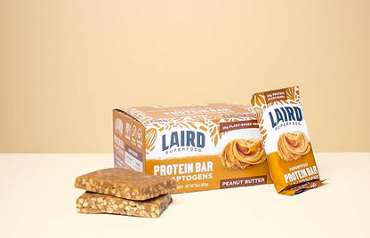 Laird Superfood Functional Protein Bars – Protein Bar but Better with Real Ingredients, Functional Mushrooms 10g Plant-Based Protein, 6g Fiber - Non-GMO - Peanut Butter, 10 Count (Pack of 1)