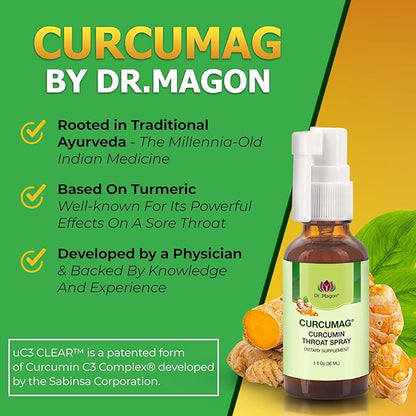 Natural Turmeric Curcumin Throat Spray by UC3 Clear 1 Fluid