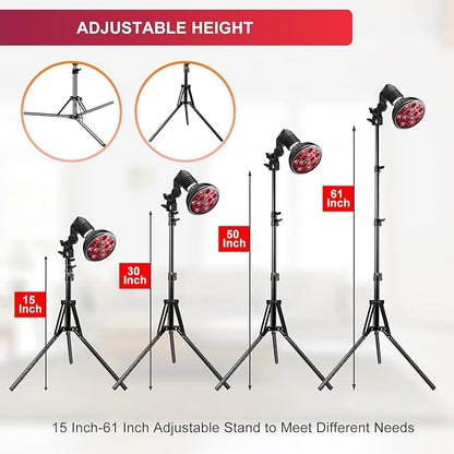 Wolezek Red Light Therapy with Stand 18 LEDs 660nm Red 850nm Near-Infrared 15"-61" Adjustable