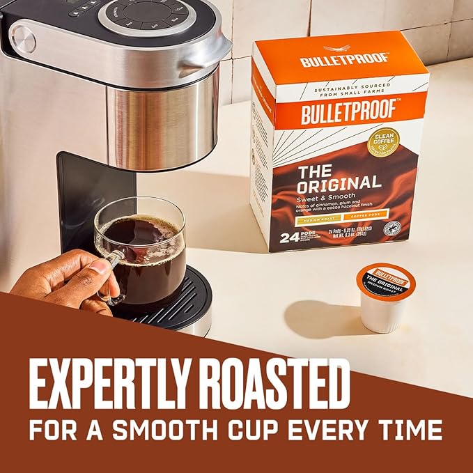 Bulletproof Original Medium Roast Single-Serve Pods, 24 Count, Arabica Coffee Sourced from Central and South America