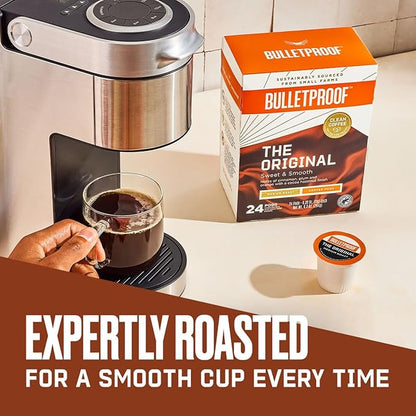 Bulletproof Original Medium Roast Single-Serve Pods, 24 Count, Arabica Coffee Sourced from Central and South America