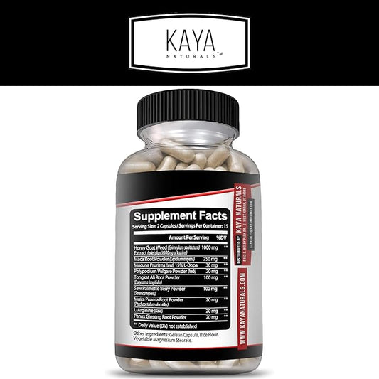 Kaya Naturals Horny Goat Weed 1560mg Extra 30 Count