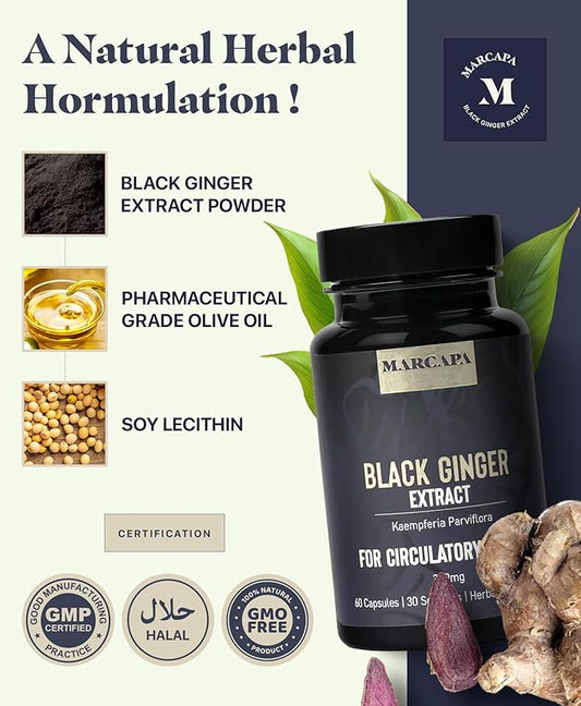 Marcapa Black Ginger Root Supplement 60 Softgels