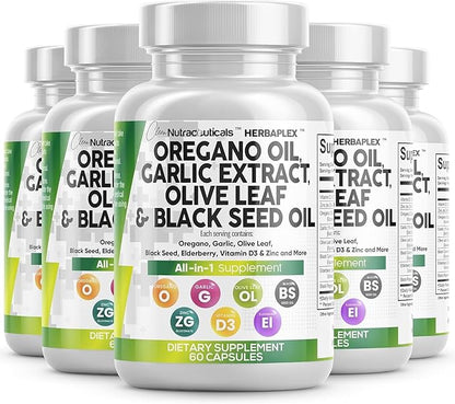 Clean Nutraceuticals Oregano Oil Garlic Extract D3 & 5Pack
