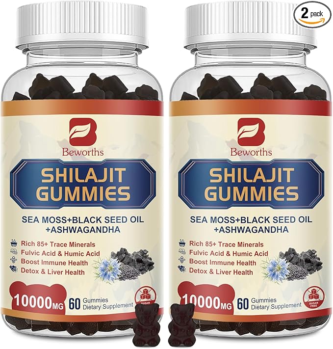 Shilajit Resin Gummies, Shilajit Sea Moss 85+ Trace 2PCS