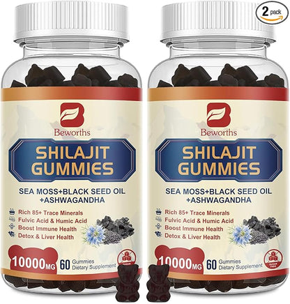 Shilajit Resin Gummies, Shilajit Sea Moss 85+ Trace 2PCS