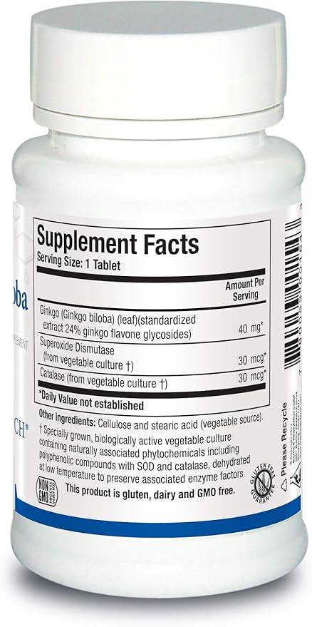 Biotics Research Ginkgo Biloba Standardized 24% 60 Tablets