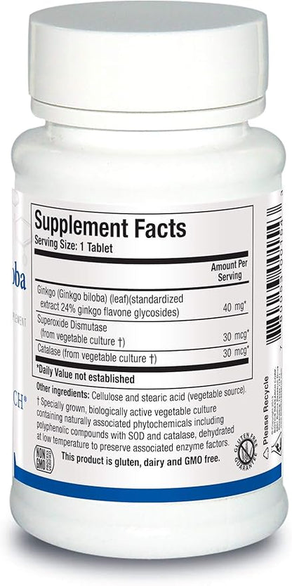 Biotics Research Ginkgo Biloba Standardized 24% 60 Tablets