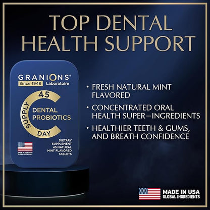 Oral Probiotic Mints - Best Breath Freshener with Lactobacillus Salivarius - 3 Billion CFU for Dental Probiotics for Teeth and Gums - Oral Health Probiotics for Bad Breath - 45 Tablets