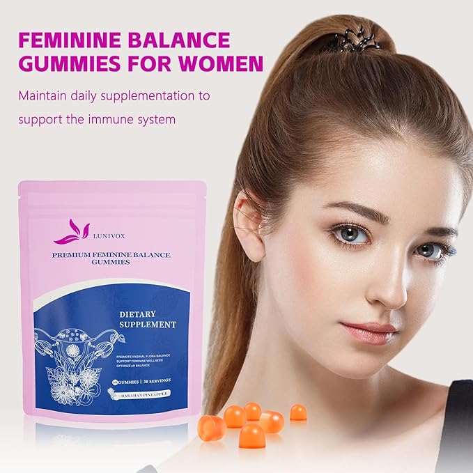 Premium Feminine Balance Gummies for Women – Hawaiian Pineapple Flavored Gummies for pH Balance and Support – Vaginal Probiotics for Women’s Wellness – Immune Support – 60 Gummies