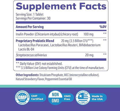 GumAktiv Oral Health Supplement – 3.5 Billion Probiotics, Supports Natural Oral Balance, Cleanses Mouth, Promotes Healthy Gums & Teeth, Non-GMO, Gluten-Free | 30 Tablets, 6 Month Supply