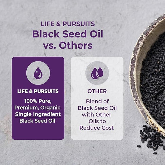 Life & Pursuits Organic Black Seed 100% Pure, 3 6 6 9 9 | (6.8 Fl