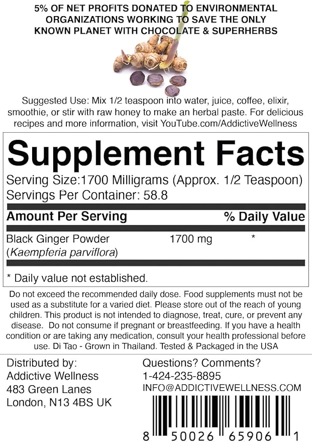 Addictive Wellness Thai Black Ginger 100 Grams,