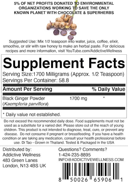 Addictive Wellness Thai Black Ginger 100 Grams,