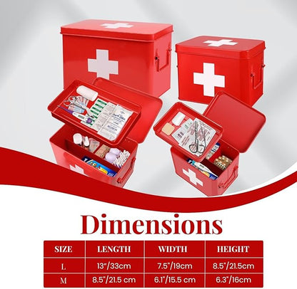 Flexzion First Aid Box Organizer Empty 13" Red