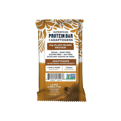 Laird Superfood Functional Protein Bars – Protein Bar but Better with Real Ingredients, Functional Mushrooms 10g Plant-Based Protein, 6g Fiber - Non-GMO - Peanut Butter, 10 Count (Pack of 1)