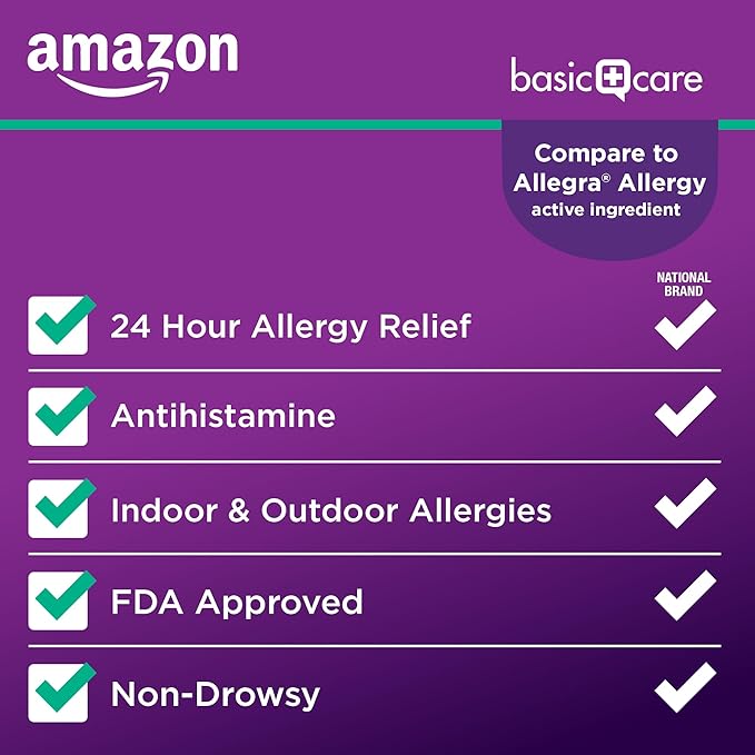 Amazon Basic Care Allergy Relief, 24 180 mg, 70 Count 2)