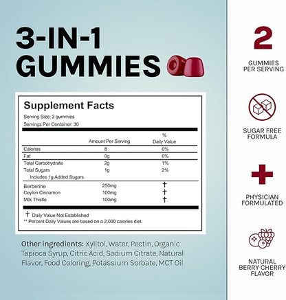Berberine Gummies with Ceylon Cinnamon & 60 Count