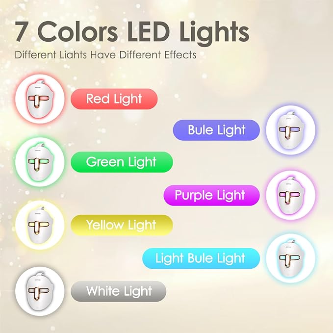 Red Light Therapy for Face, Led 7-1 Colors