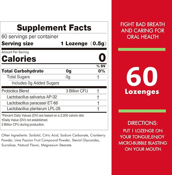 Nature's Key Oral Probiotic Bubble lozenges -3 Billion (60 Count 1）)