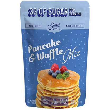 SWEET LOGIC Keto Pancake and Waffle Mix | Delicious Keto Baked Goods With Just 1-2G Net Carbs Per Serving | Gluten Free, Naturally Sweetened Low Carb, Diabetic Friendly
