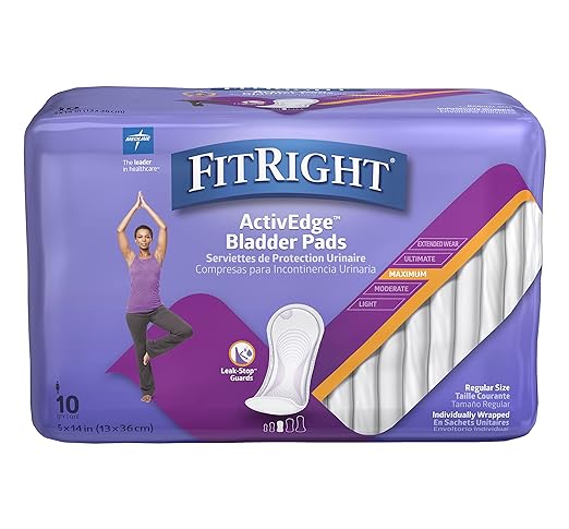 FitRight Incontinence Bladder Control Pads, Maximum (10 Count)