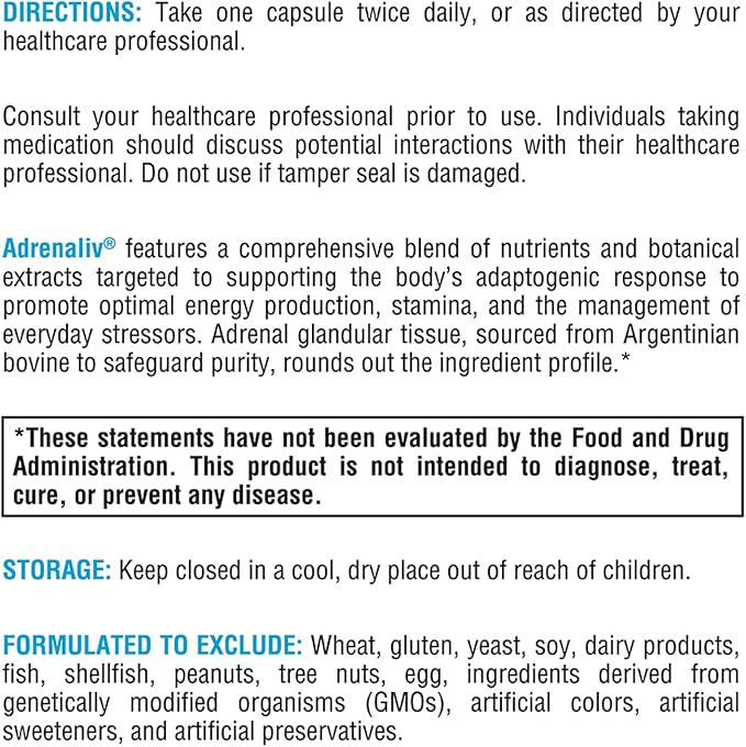 XYMOGEN Adrenaliv - Adrenal Support Supplement B6 (120 (120 Capsules)