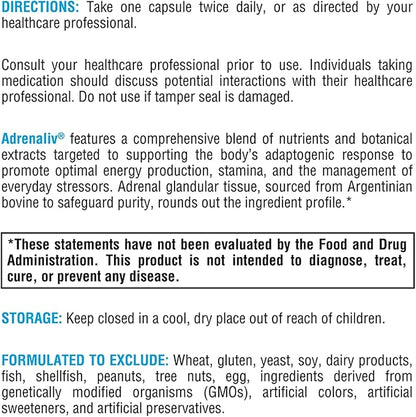 XYMOGEN Adrenaliv - Adrenal Support Supplement B6 (120 (120 Capsules)
