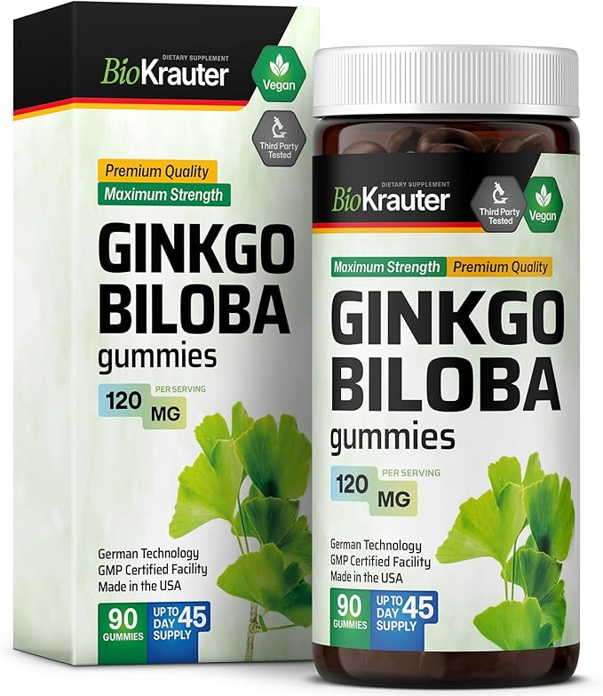Ginkgo Biloba Extract Gummies 120mg Standardized 90 Vegan