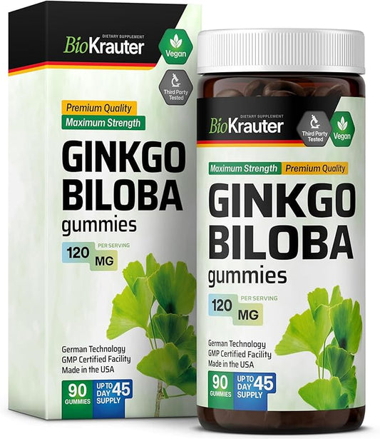 Ginkgo Biloba Extract Gummies 120mg Standardized 90 Vegan