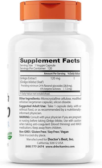 Doctor's Best Extra Strength Ginkgo, Non-GMO, 120 mg, 120 Count 1)