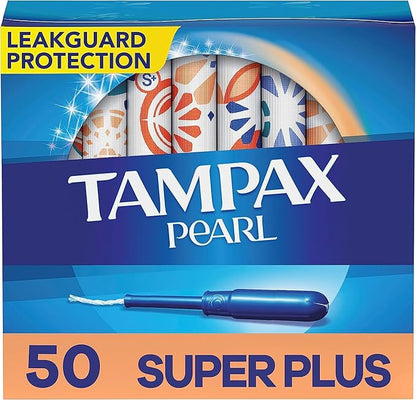 Tampax Pearl Tampons Super Plus Absorbency, 50 Count