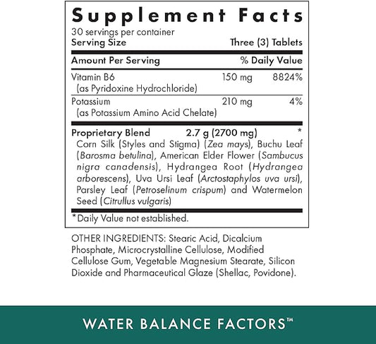 MICHAEL'S Health Naturopathic Programs Water Balance Factors - 90 Vegetarian Tablets - Helps Balance Fluid Levels - with Potassium & Vitamin B6 - Gluten Free, Kosher - 30 Servings