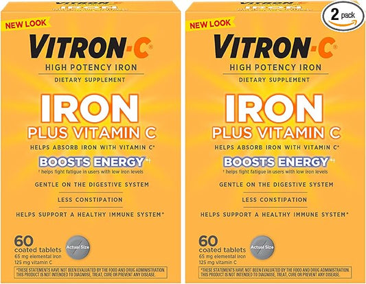 Vitron-C Iron Supplement, Once Daily, High 60 Count, 2 Pack