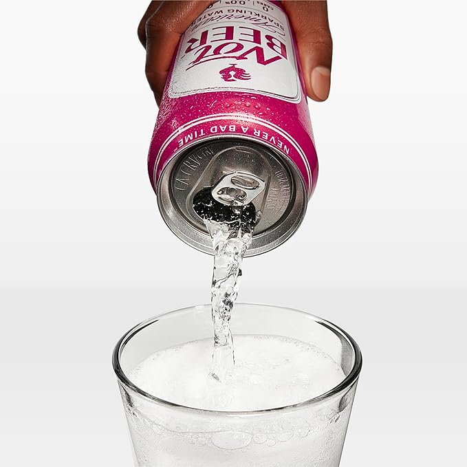 Not Beer American Sparkling Water, Black Cherry, 99.9% Pure, Mineral & Electrolyte Blend, Carbonated Water, Soda Water, Sparkling Water Cans, Made in America, 16 Oz Tallboy Cans, 12 Pack