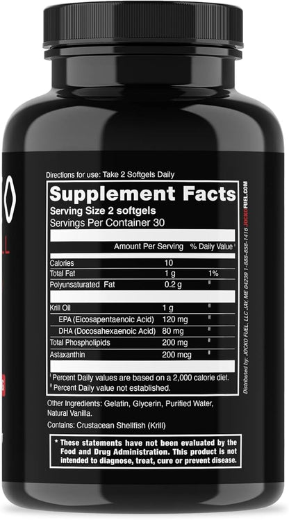Jocko Fuel Antarctic Krill Oil Omega 3 Fatty 1000mg Softgels (60 Softgels)