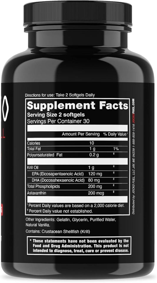 Jocko Fuel Antarctic Krill Oil Omega 3 Fatty 1000mg Softgels (60 Softgels)
